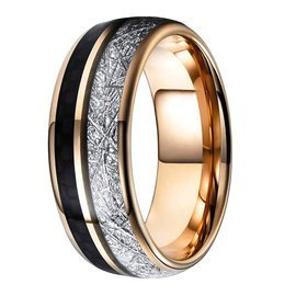 Obrączka z Wolframu Srebrno Czarna Aplikacja