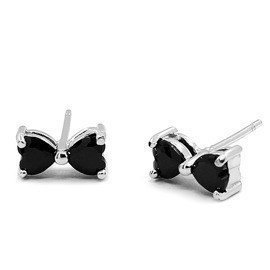 Kolczyki Srebrne Dwa Czarne Serca