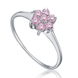 Srebrny Pierścionek Kwiat z Różowymi Kamieniami