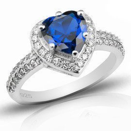 Pierścionek Srebrny z Szafirowym Sercem