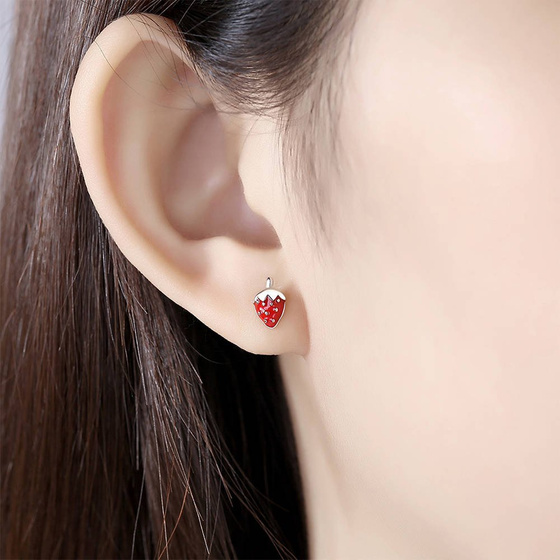 Srebrne Kolczyki Truskawki
