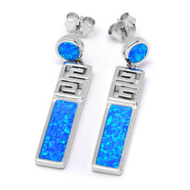 Srebrne Kolczyki z Niebieskim Opalem