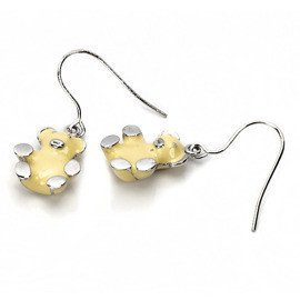 Srebrne Kolczyki Żółte Misie