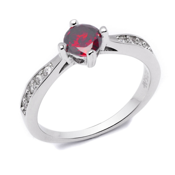 Srebrny Pierścionek z Czerwoną Cyrkonią