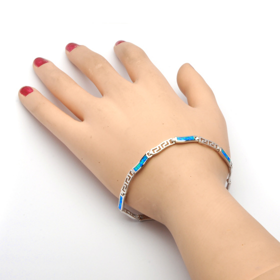 Srebrna Bransoletka z Niebieskim Opalem