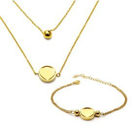 Komplet Naszyjnik i Bransoletka Serce w Kółku