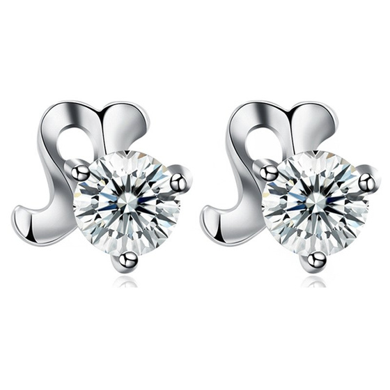 Srebrne Kolczyki z Serduszkiem i Cyrkonią