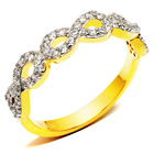 Pierścionek Srebrny Pozłacany z Białymi Kamieniami