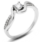 Pierścionek Srebrny Wysadzany Białymi Cyrkoniami