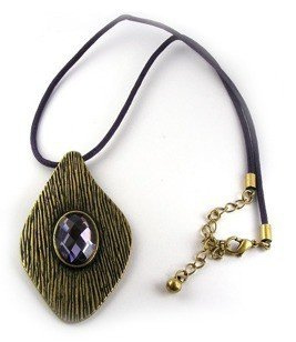 Pozłacany naszyjnik fioletowy talizman 006