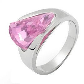 Srebrny Pierścionek z Różową Cyrkonią