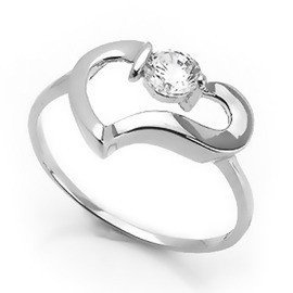 Pierścionek Srebrny Serce z Brylantową Cyrkonią