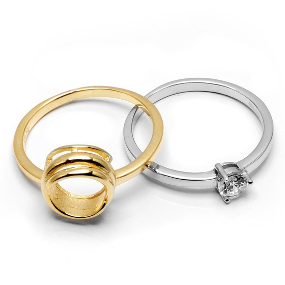 Podwójny Pierścionek Srebrny Duo Kolor