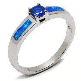 Srebrny Pierścionek z Opalem i Cyrkonią