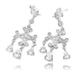 Srebrne Kolczyki Diamentowe Cyrkonie