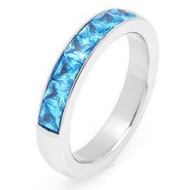 Pierścionek Obrączka z Błękitnymi Cyrkoniami