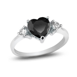 Srebrny Pierścionek Serduszko z Czarną Cyrkonią