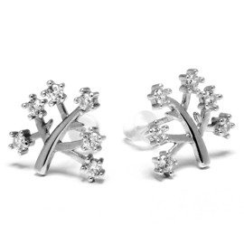 Kolczyki Srebrne w Kształcie Drzewa z Cyrkoniami