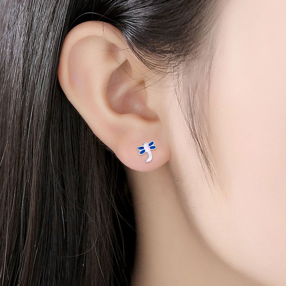 Srebrne Kolczyki Kolorowe Ważki