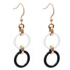 Ceramiczne Biało Czarne Kolczyki Stal Szlachetna