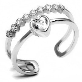 Pierścionek Srebrny Serce Wysadzany Cyrkoniami