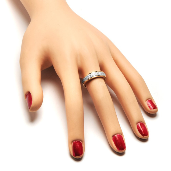 Złoty Pierścionek Obrączka Wysadzana Brylantami