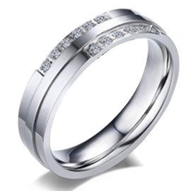 Damska Obrączka ze Stali Chirurgicznej Cyrkonie