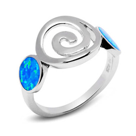 Srebrny Pierścionek z Niebieskim Opalem