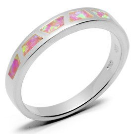 Srebrna Obrączka z Różowym Opalem