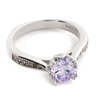 Srebrny Pierścionek z Lawendową Okrągłą Cyrkonią