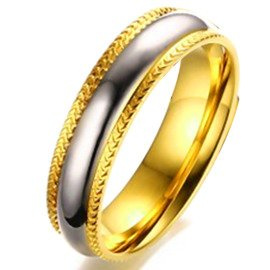 Obrączka Stal Szlachetna Pokryta Żółtym Złotem