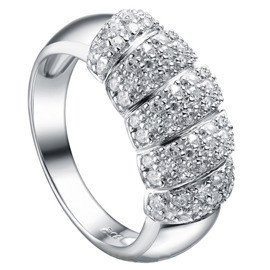 Pierścionek Srebrny Wysadzany Białymi Kamieniami