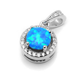 Srebrna Zawieszka z Opalem i Cyrkoniami Kółko