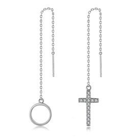 Srebrne Kolczyki na Łańcuszku Kółko i Krzyżyk