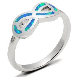 Srebrny Pierścionek z Opalem Nieskończoność