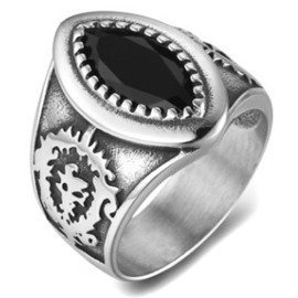 Sygnet ze Stali Szlachetnej z Czarnym Onyksem