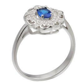 Srebrny Pierścionek z Szafirowym Kamieniem