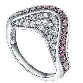 Srebrny Pierścionek Czerwony Wywijaniec