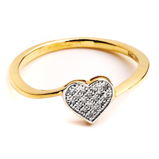 Pierścionek Złoty Serduszko Wysadzane Brylantami