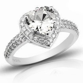 Pierścionek Srebrny z Białym Sercem