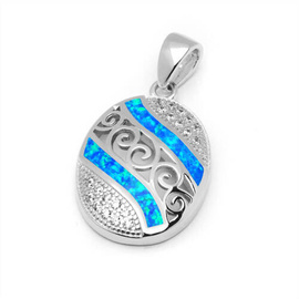 Srebrna Zawieszka z Opalem i Cyrkoniami