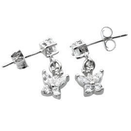 Srebrne Kolczyki Motyle z Białych Cyrkonii