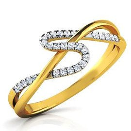 Złoty Pierścionek z Brylantami Przeplatany