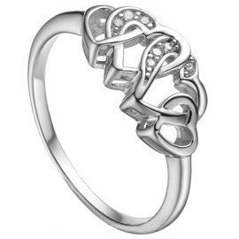 Pierścionek Srebrny Cztery Serca z Cyrkoniami