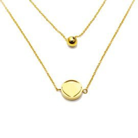 Złoty Naszyjnik Serce w Kółku Stal Szlachetna