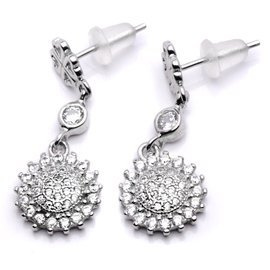 Kolczyki Srebrne Wysadzane Diamentowymi Cyrkoniami