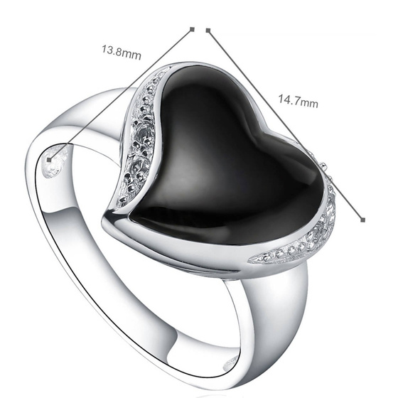 Srebrny Pierścionek z Czarnym Sercem