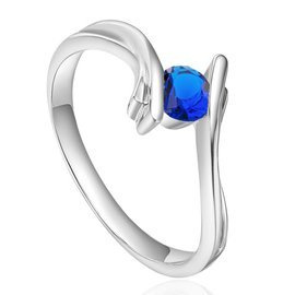 Srebrny Pierścionek z Szafirową Cyrkonią