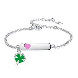 Bransoletka Srebrna Zielona Koniczynka