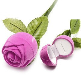 Pudełeczko na Biżuterię Różowa Różą z Łodygą